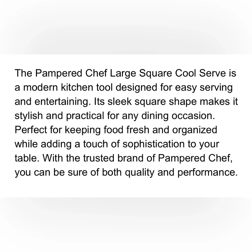 Pampered Chef Large Square Cool and Serve NWT